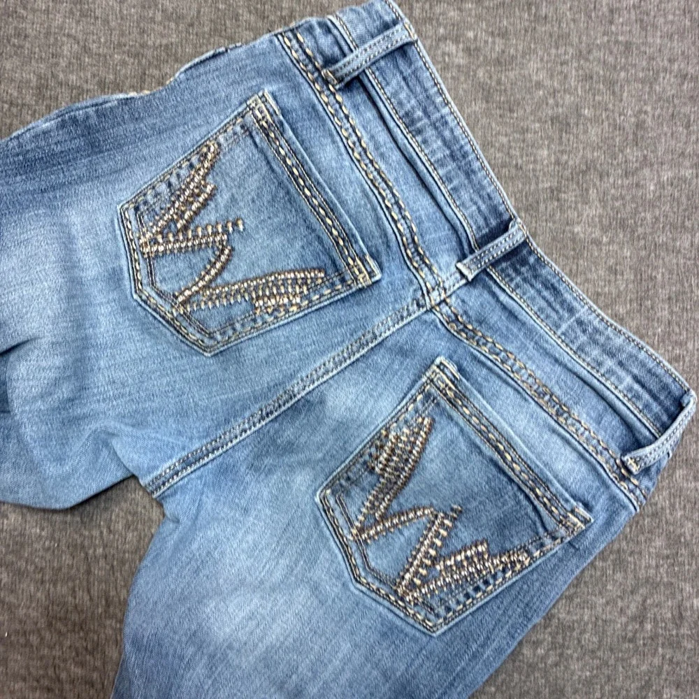 Wrangler Shiloh Riding Jeans Bootcut Womens 7x32 Blue Flex Waistband Embroidered